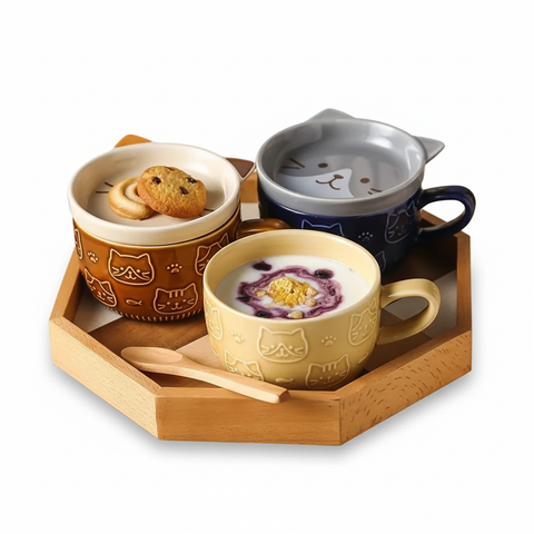 Coffee Mug with Cat or Dog Pattern Lid – Small & Cute Design