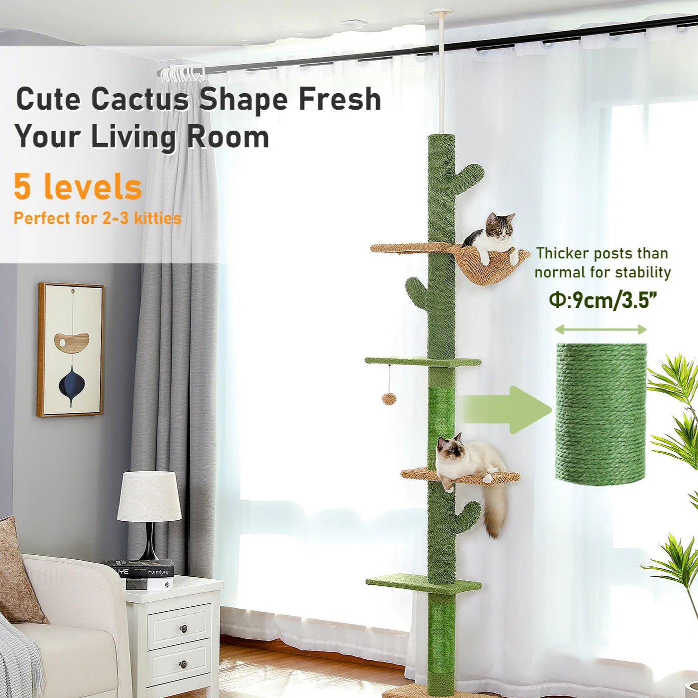 Cat Tower Cactus Design - Wooflu