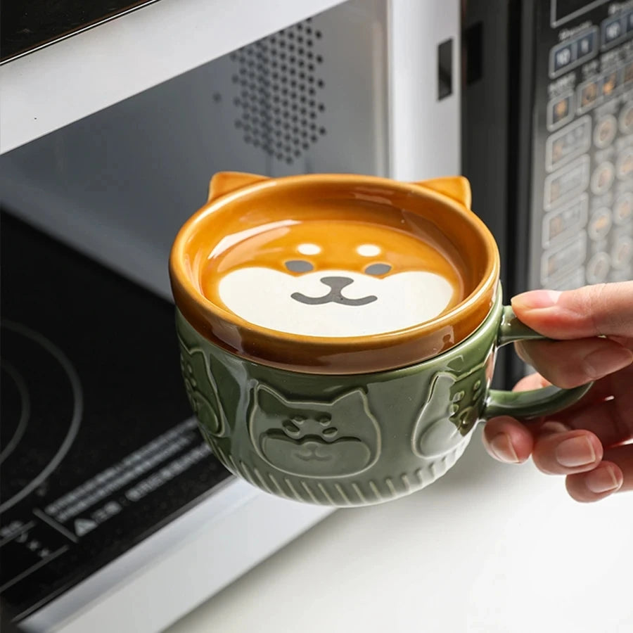 Coffee Mug with Cat or Dog Pattern Lid – Small & Cute Design - Wooflu