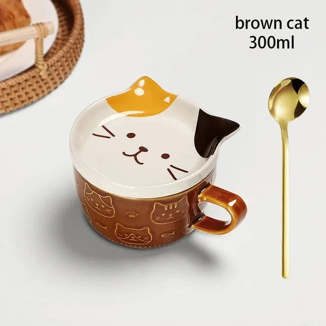 Coffee Mug with Cat or Dog Pattern Lid – Small & Cute Design - Wooflu
