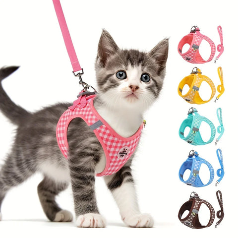 Cat harness with plaid print - Wooflu
