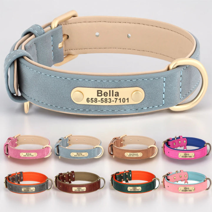 Personalized dog collars with ID engraving - Wooflu