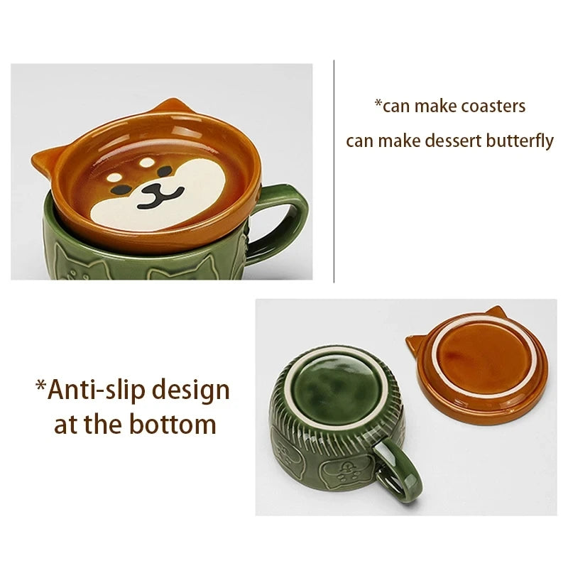 Coffee Mug with Cat or Dog Pattern Lid – Small & Cute Design - Wooflu