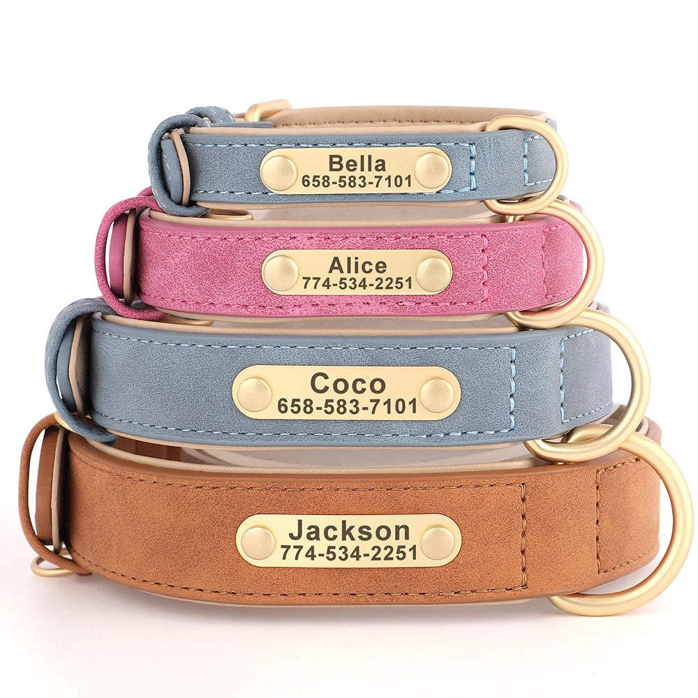 Personalized dog collars with ID engraving - Wooflu