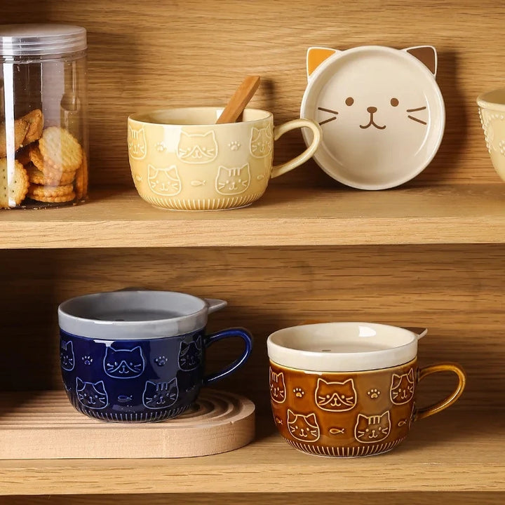 Coffee Mug with Cat or Dog Pattern Lid – Small & Cute Design - Wooflu