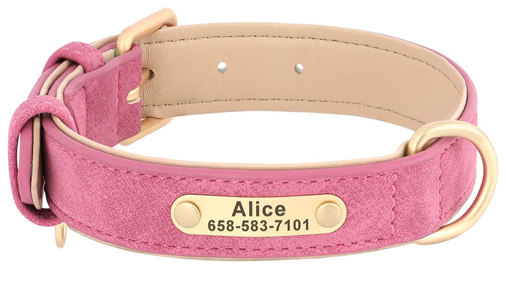 Personalized dog collars with ID engraving - Wooflu
